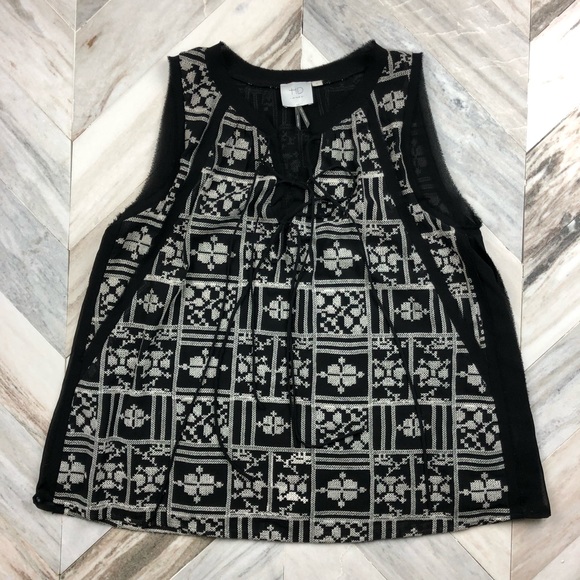 Anthropologie HD in Paris Cross-Stitch Blouse Tank - Picture 1 of 7